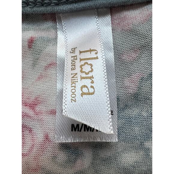 FLORA NIKROOZ WOMENS SIZE MEDIUM JADE SLEEP SHIRT NIGHTGOWN FLORAL PRINT GRAY - Picture 3 of 12